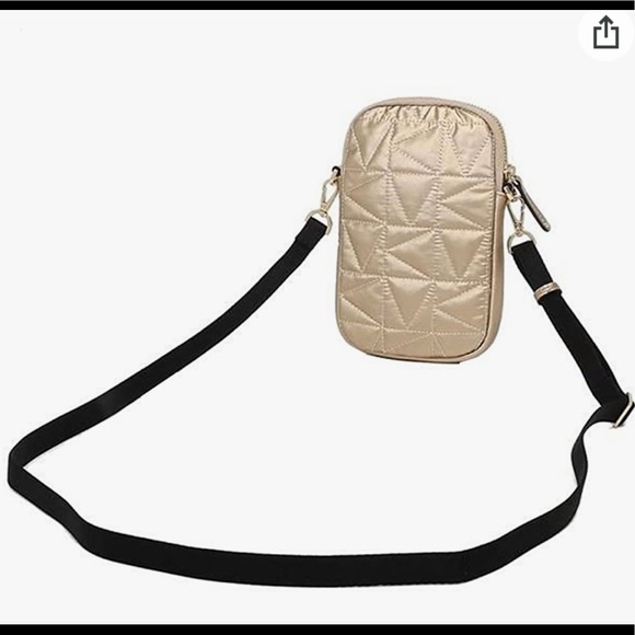 NWOT Michael Kors Winnie Medium Quilted Phone Crossbody Bag In Metallic Gold - Picture 2 of 12